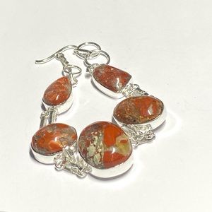 Red Jasper & 925 SS Overlay Bracelet